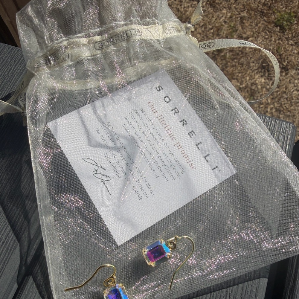 Sorrelli Gold Tone Earrings with Blue-Purple Iridescent Stones